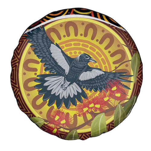 Aboriginal Magpies Dots Art Spare Tire Cover Native Australian Animals