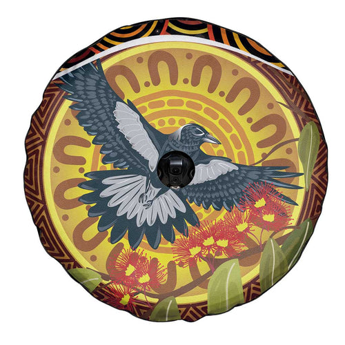 Aboriginal Magpies Dots Art Spare Tire Cover Native Australian Animals