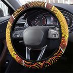 Aboriginal Magpies Dots Art Steering Wheel Cover Native Australian Animals