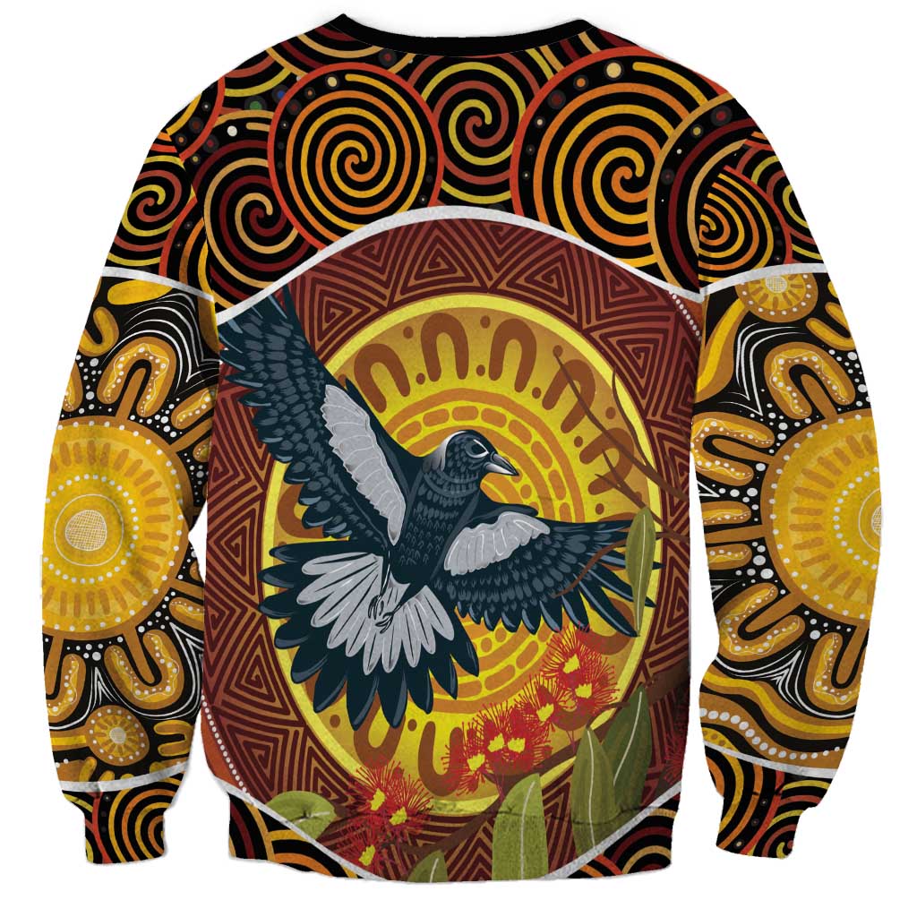 Aboriginal Magpies Dots Art Sweatshirt Native Australian Animals