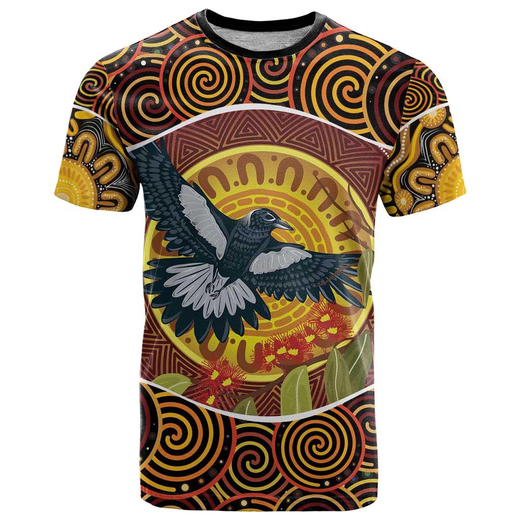 Aboriginal Magpies Dots Art T Shirt Native Australian Animals