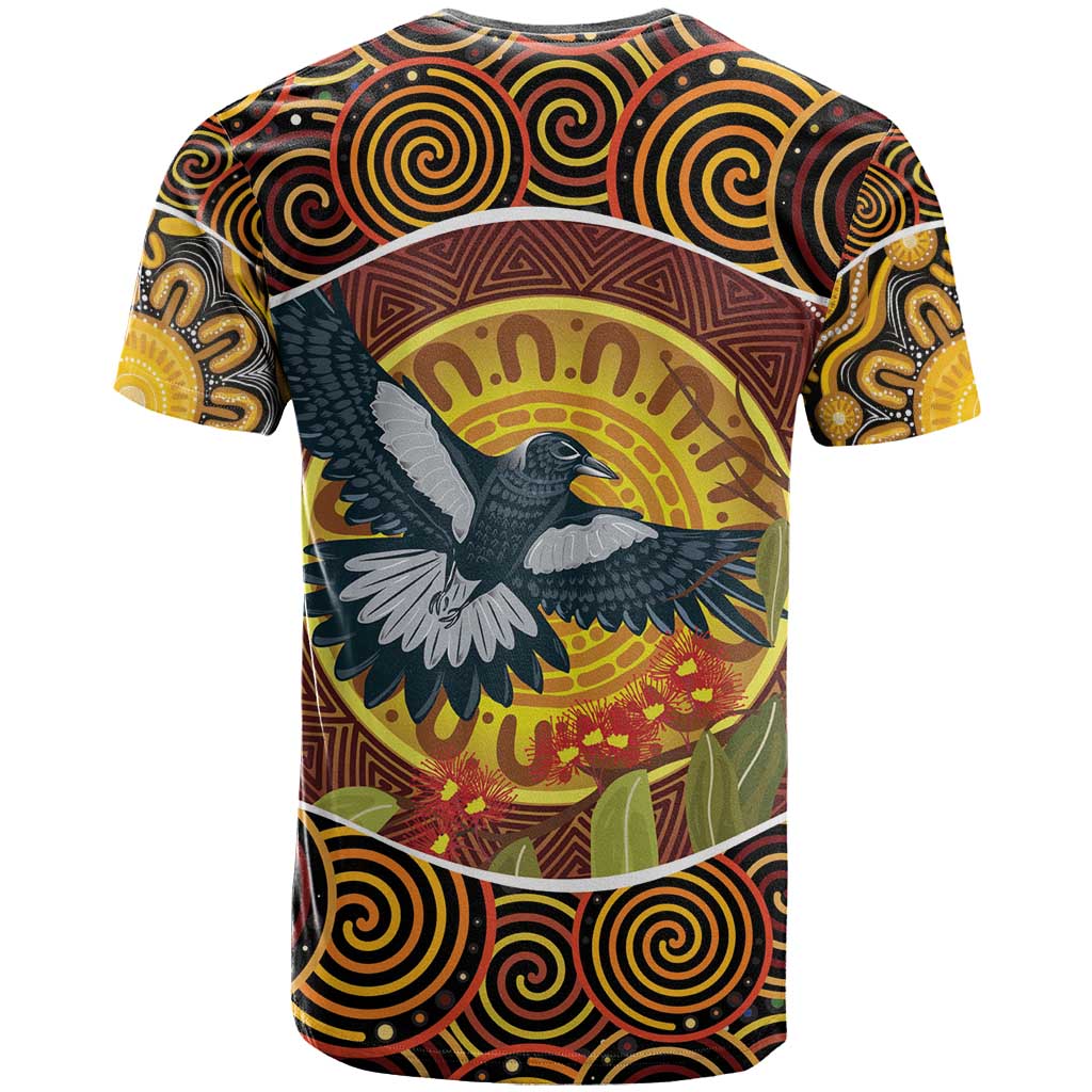 Aboriginal Magpies Dots Art T Shirt Native Australian Animals