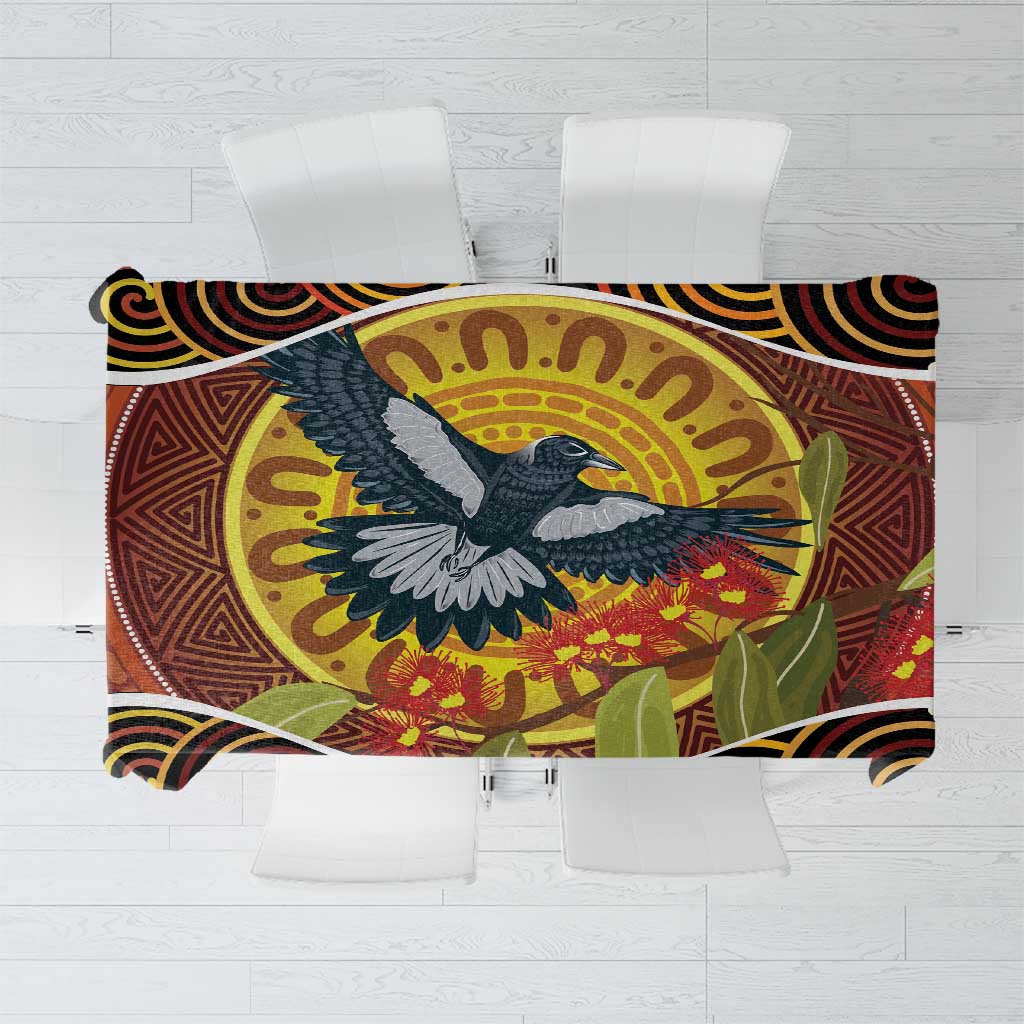 Aboriginal Magpies Dots Art Tablecloth Native Australian Animals