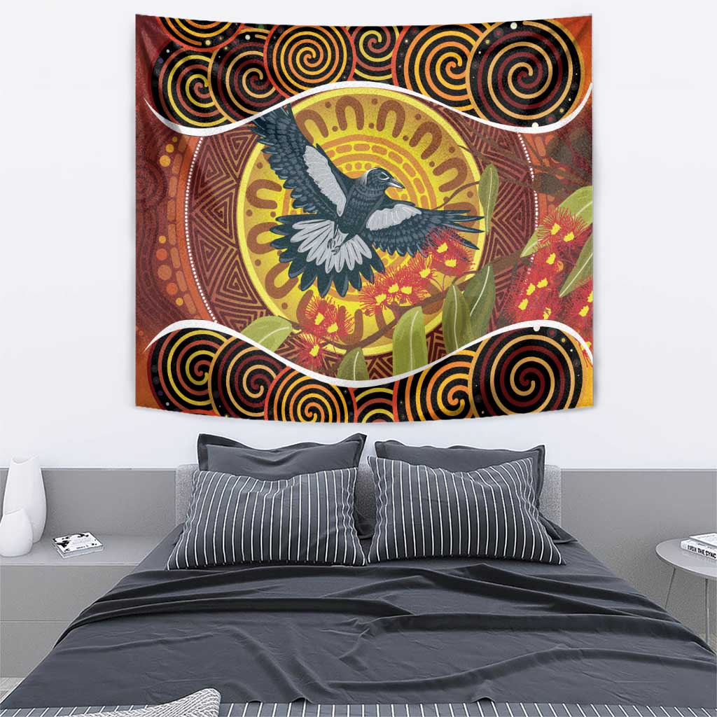 Aboriginal Magpies Dots Art Tapestry Native Australian Animals