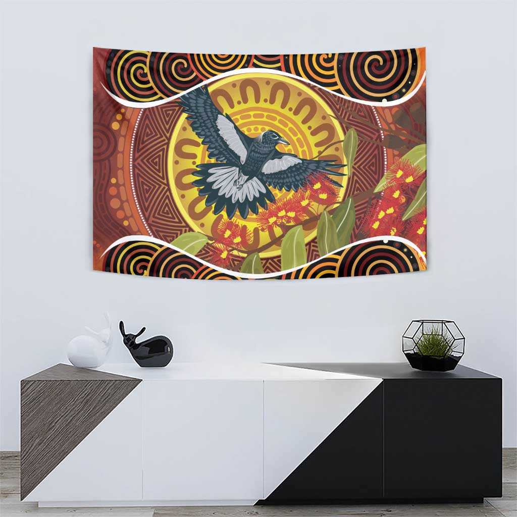 Aboriginal Magpies Dots Art Tapestry Native Australian Animals