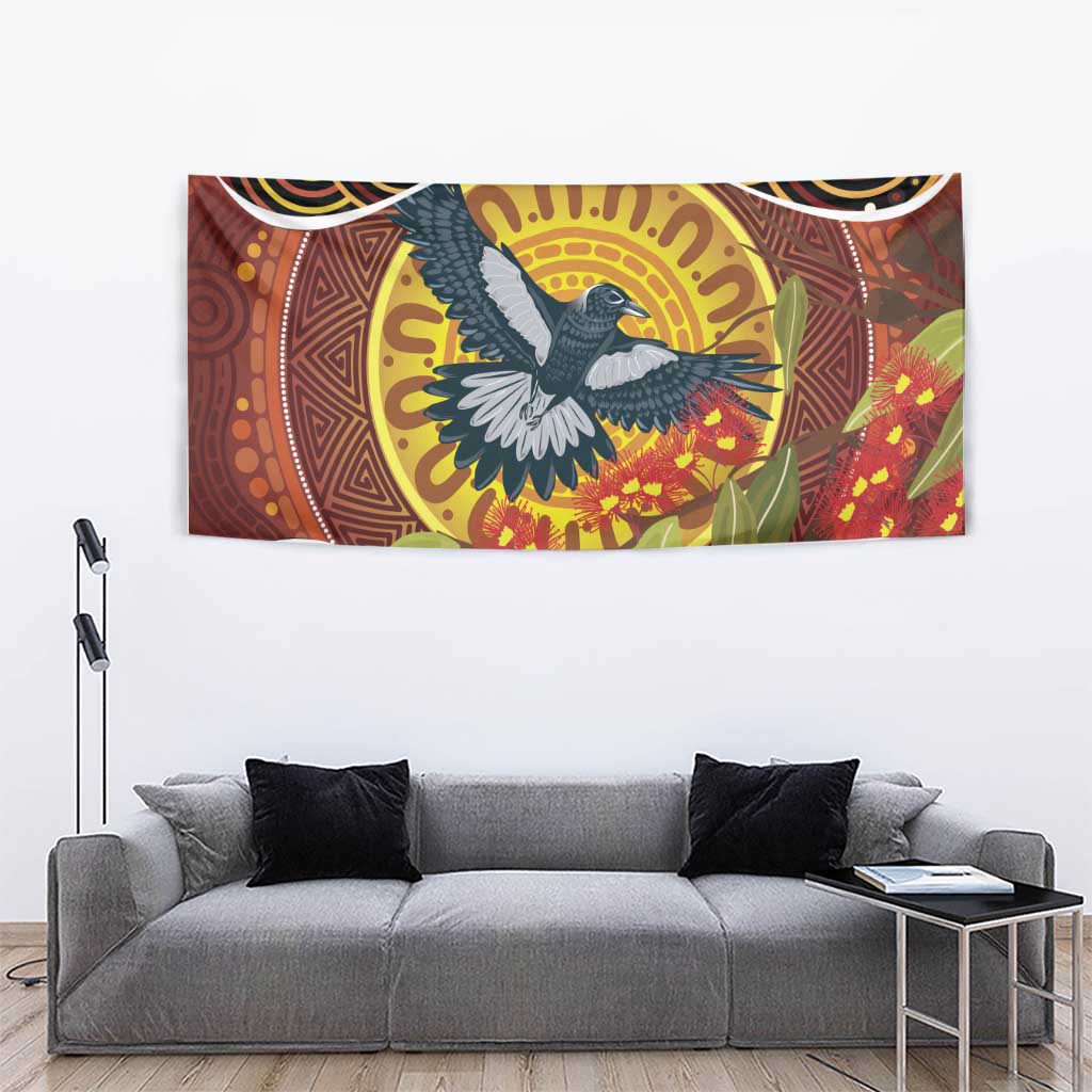 Aboriginal Magpies Dots Art Tapestry Native Australian Animals