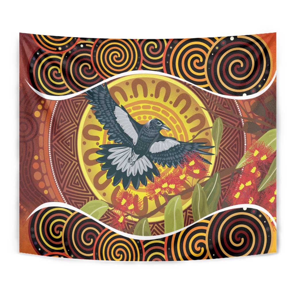 Aboriginal Magpies Dots Art Tapestry Native Australian Animals