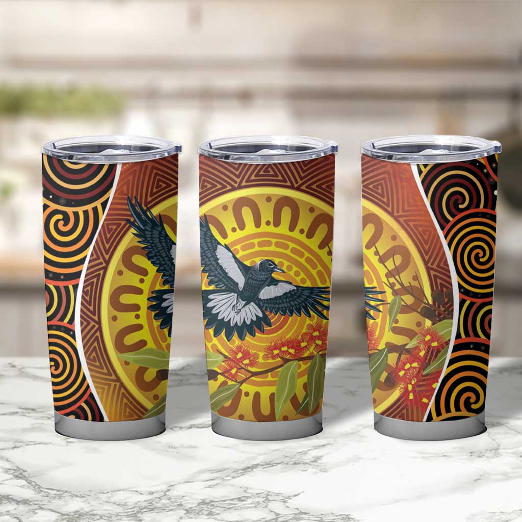 Aboriginal Magpies Dots Art Tumbler Cup Native Australian Animals