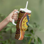 Aboriginal Magpies Dots Art Tumbler With Handle Native Australian Animals