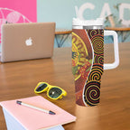 Aboriginal Magpies Dots Art Tumbler With Handle Native Australian Animals