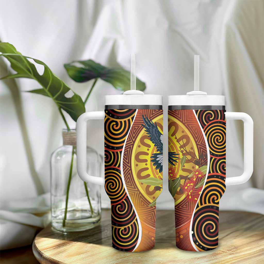 Aboriginal Magpies Dots Art Tumbler With Handle Native Australian Animals