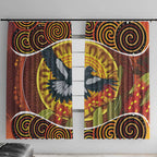 Aboriginal Magpies Dots Art Window Curtain Native Australian Animals