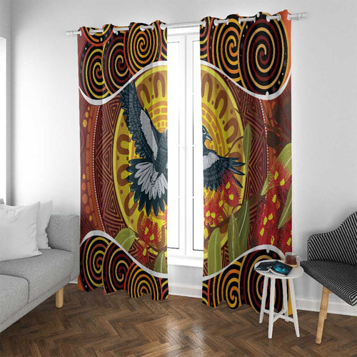 Aboriginal Magpies Dots Art Window Curtain Native Australian Animals