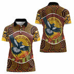 Aboriginal Magpies Dots Art Women Polo Shirt Native Australian Animals