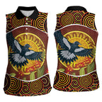 Aboriginal Magpies Dots Art Women Sleeveless Polo Shirt Native Australian Animals