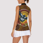 Aboriginal Magpies Dots Art Women Sleeveless Polo Shirt Native Australian Animals