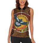 Aboriginal Magpies Dots Art Women Sleeveless Polo Shirt Native Australian Animals