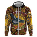 Aboriginal Magpies Dots Art Zip Hoodie Native Australian Animals