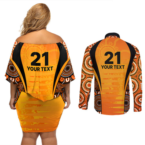 made-tough-scorchers-custom-couples-matching-off-shoulder-short-dress-and-long-sleeve-button-shirt-champions-bbl13-aboriginal-version