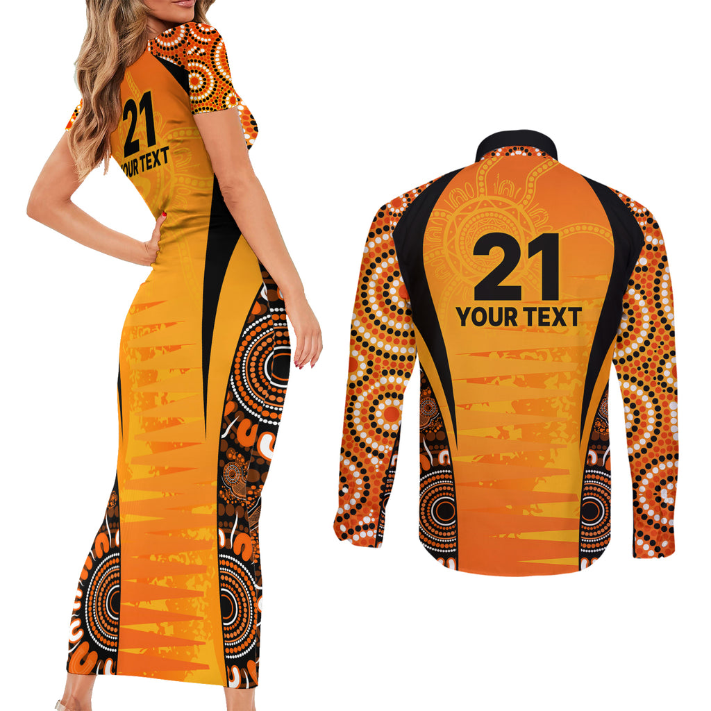 made-tough-scorchers-custom-couples-matching-short-sleeve-bodycon-dress-and-long-sleeve-button-shirt-champions-bbl13-aboriginal-version