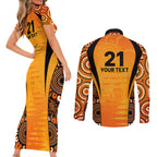 made-tough-scorchers-custom-couples-matching-short-sleeve-bodycon-dress-and-long-sleeve-button-shirt-champions-bbl13-aboriginal-version