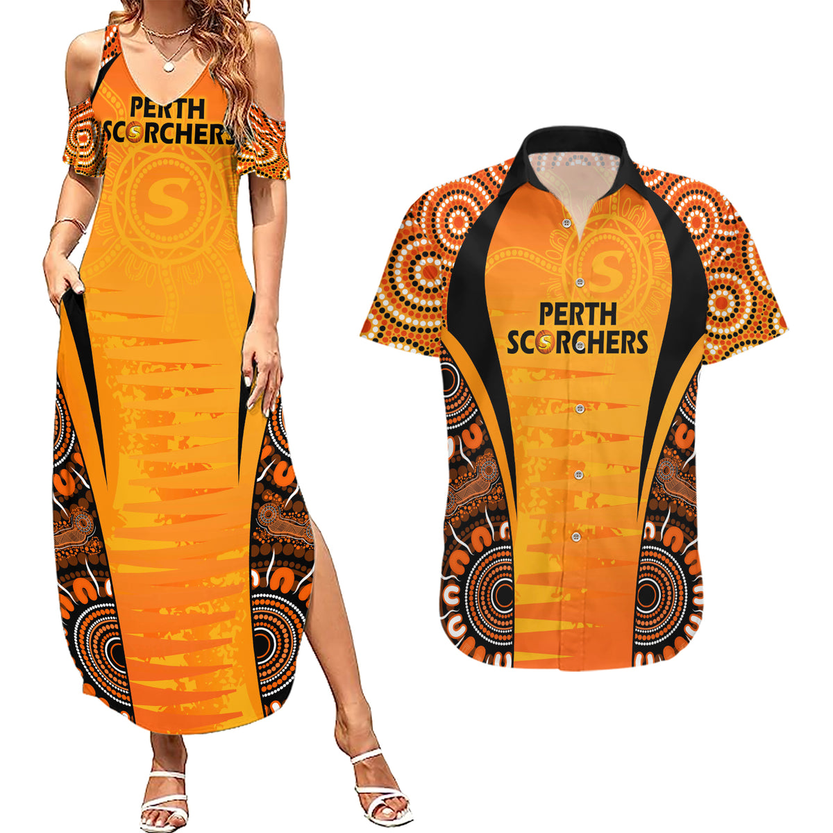 made-tough-scorchers-custom-couples-matching-summer-maxi-dress-and-hawaiian-shirt-champions-bbl13-aboriginal-version