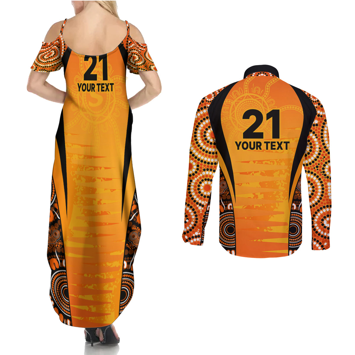 made-tough-scorchers-custom-couples-matching-summer-maxi-dress-and-long-sleeve-button-shirt-champions-bbl13-aboriginal-version