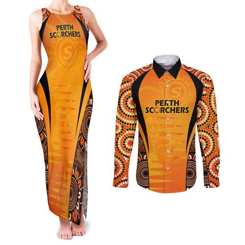 made-tough-scorchers-custom-couples-matching-tank-maxi-dress-and-long-sleeve-button-shirt-champions-bbl13-aboriginal-version