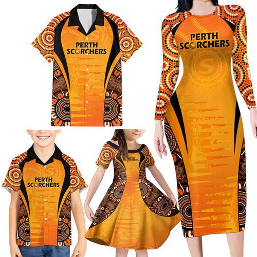 made-tough-scorchers-custom-family-matching-long-sleeve-bodycon-dress-and-hawaiian-shirt-champions-bbl13-aboriginal-version