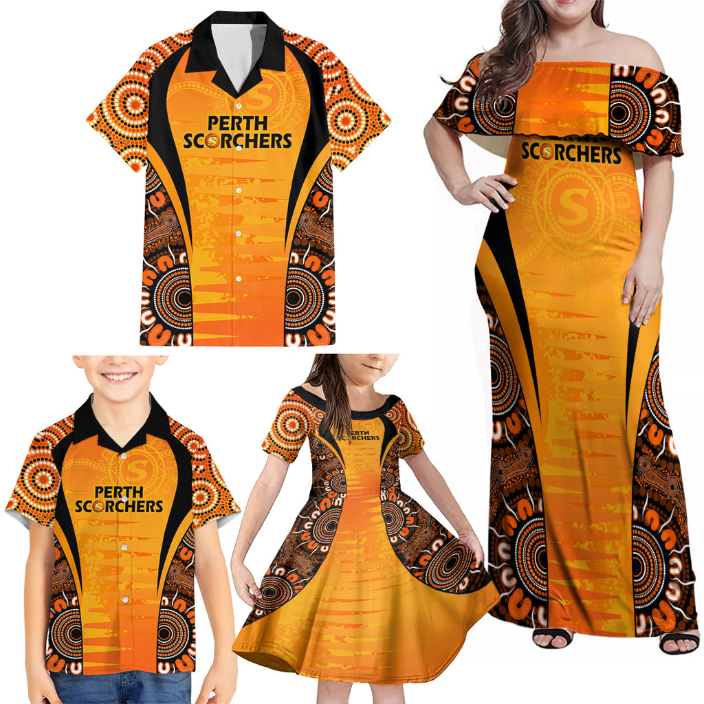 made-tough-scorchers-custom-family-matching-off-shoulder-maxi-dress-and-hawaiian-shirt-champions-bbl13-aboriginal-version