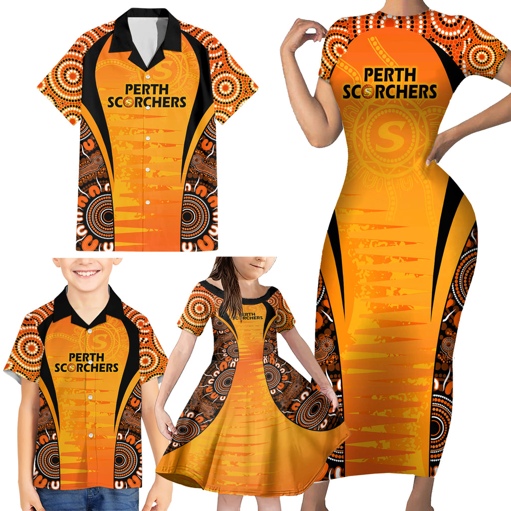 made-tough-scorchers-custom-family-matching-short-sleeve-bodycon-dress-and-hawaiian-shirt-champions-bbl13-aboriginal-version