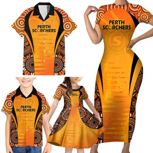 made-tough-scorchers-custom-family-matching-short-sleeve-bodycon-dress-and-hawaiian-shirt-champions-bbl13-aboriginal-version
