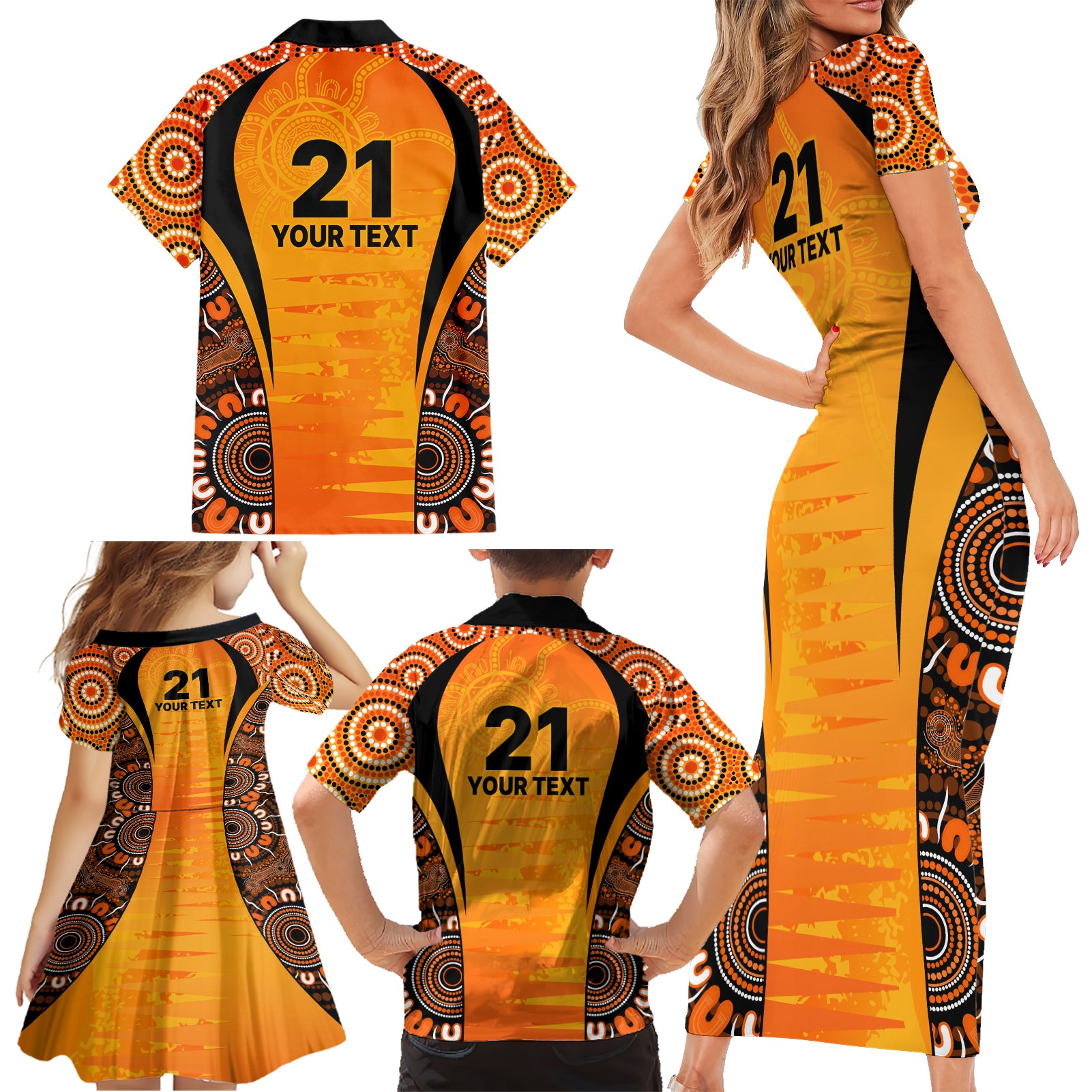 made-tough-scorchers-custom-family-matching-short-sleeve-bodycon-dress-and-hawaiian-shirt-champions-bbl13-aboriginal-version