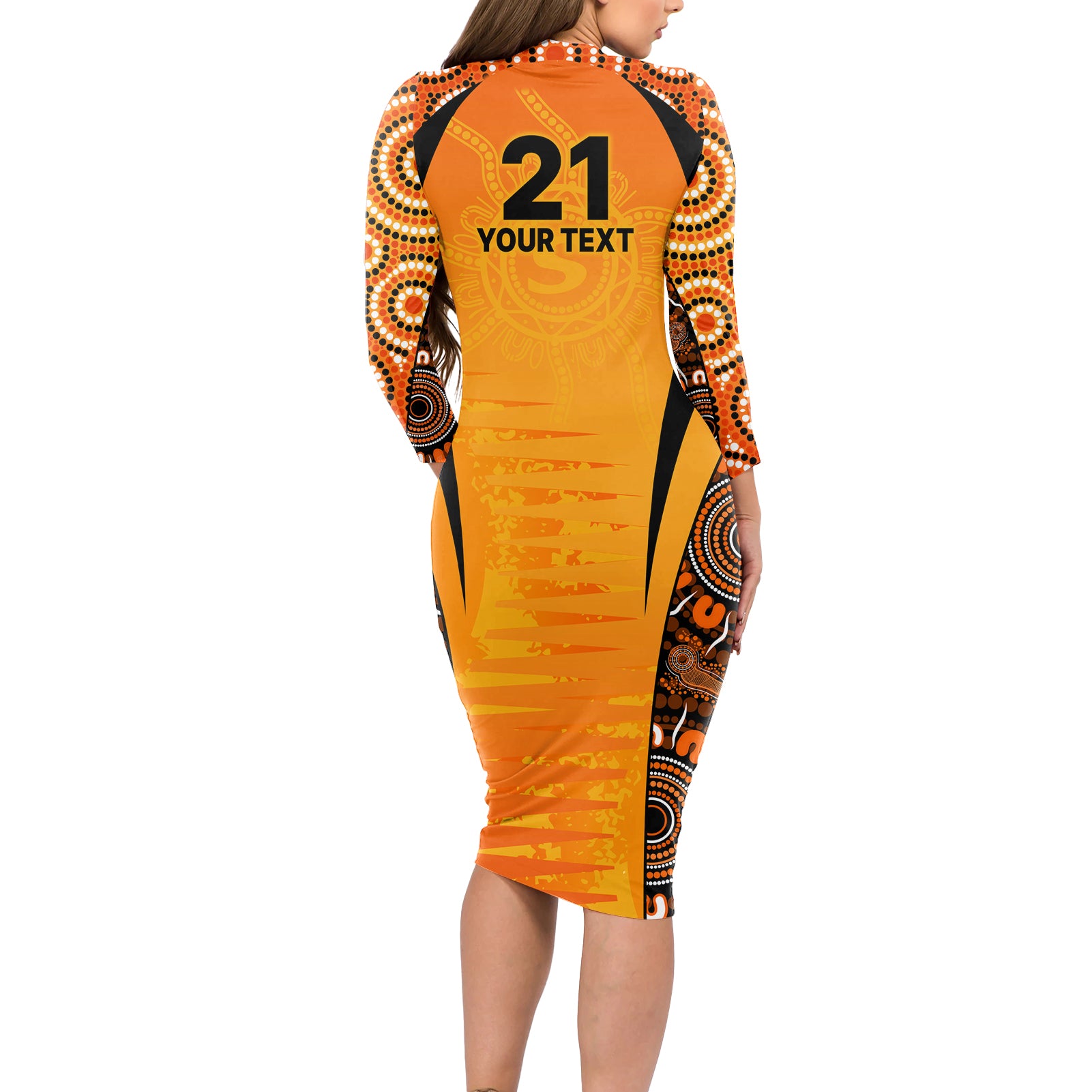 made-tough-scorchers-custom-long-sleeve-bodycon-dress-champions-bbl13-aboriginal-version