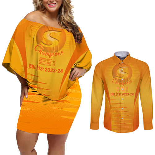 fire-up-scorchers-custom-couples-matching-off-shoulder-short-dress-and-long-sleeve-button-shirt-the-sixth-time-champions