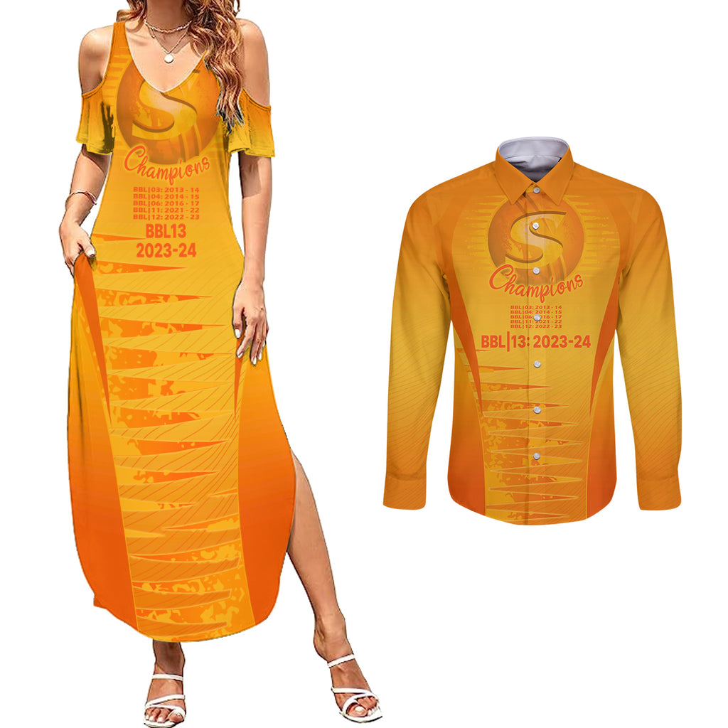 fire-up-scorchers-custom-couples-matching-summer-maxi-dress-and-long-sleeve-button-shirt-the-sixth-time-champions