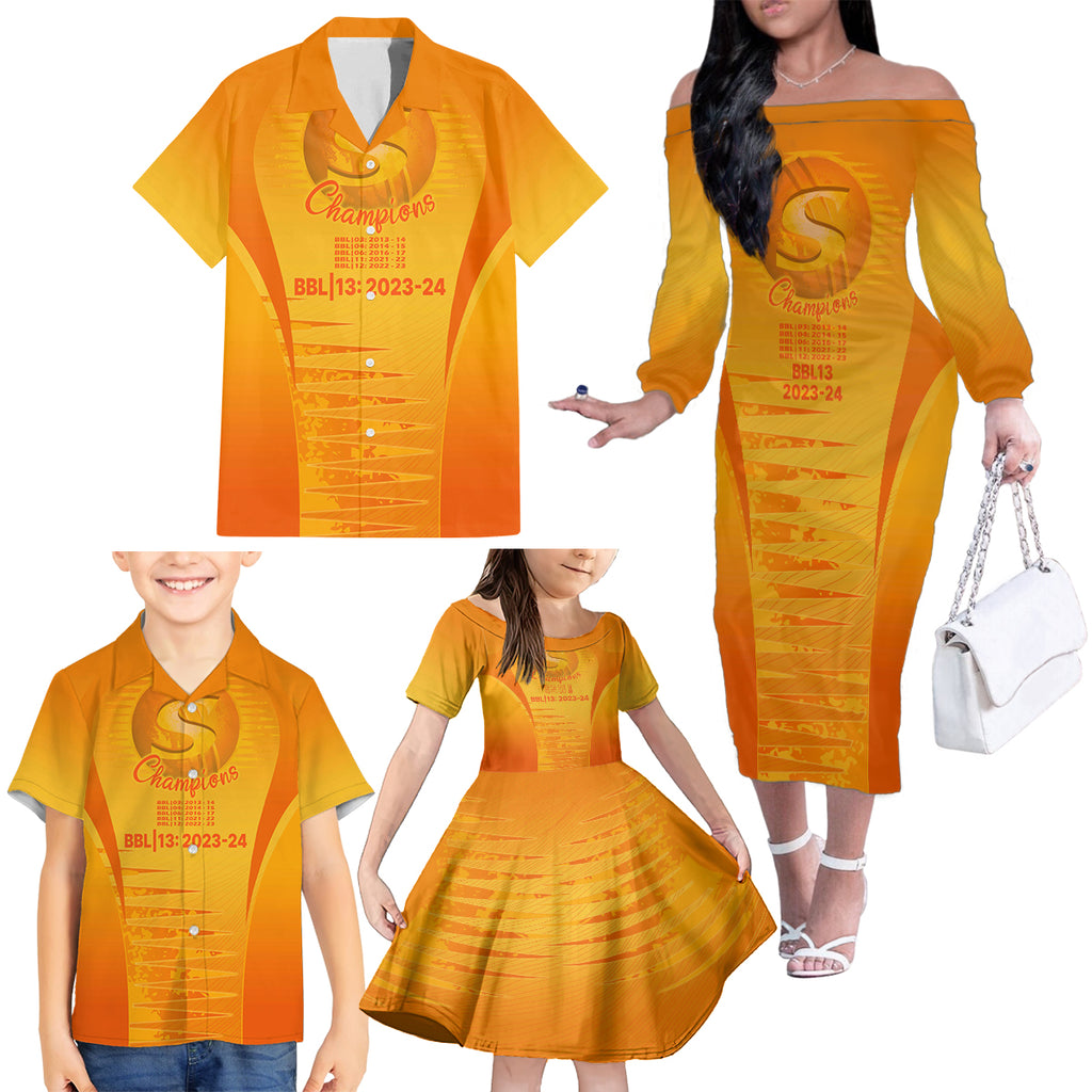 fire-up-scorchers-custom-family-matching-off-shoulder-long-sleeve-dress-and-hawaiian-shirt-the-sixth-time-champions