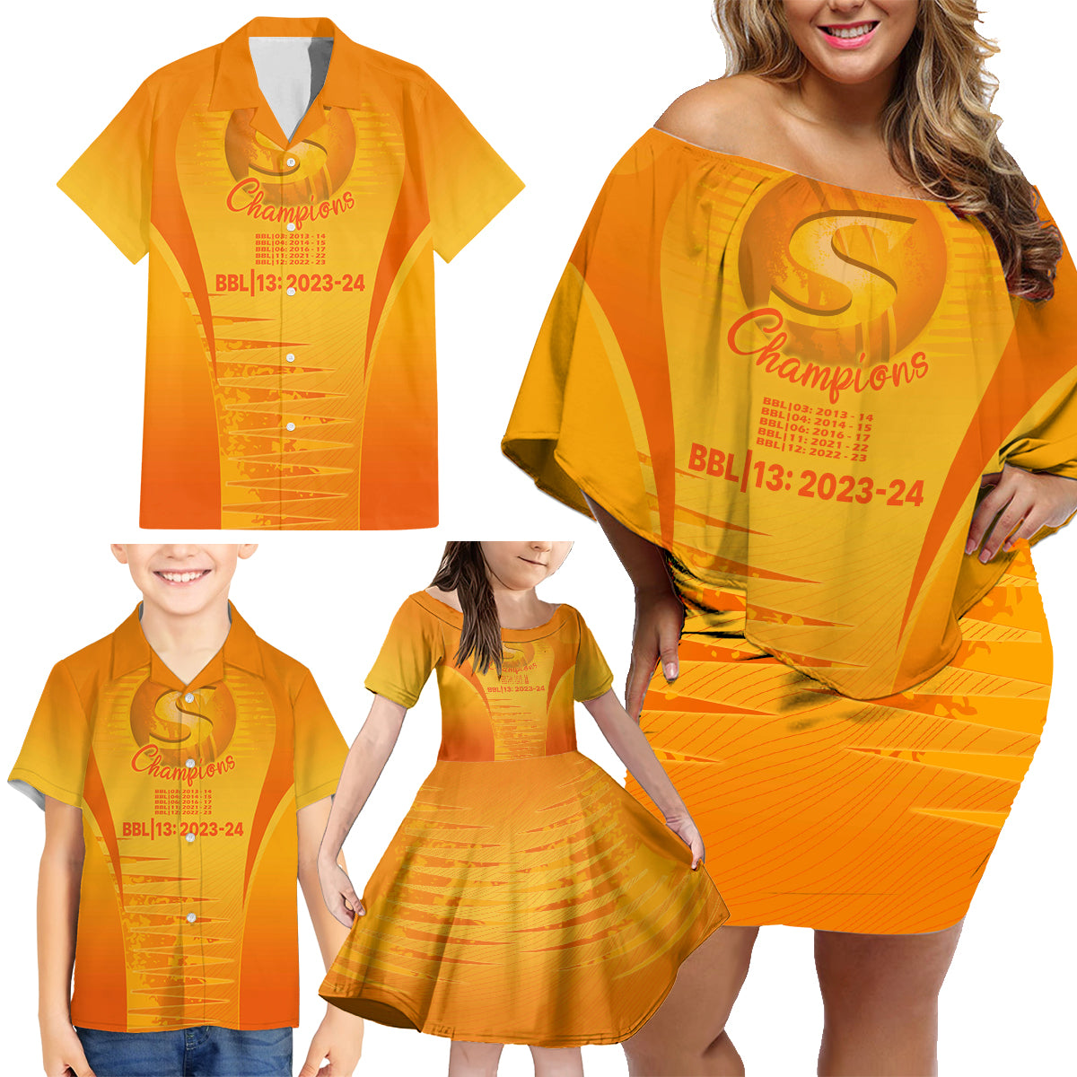 fire-up-scorchers-custom-family-matching-off-shoulder-short-dress-and-hawaiian-shirt-the-sixth-time-champions