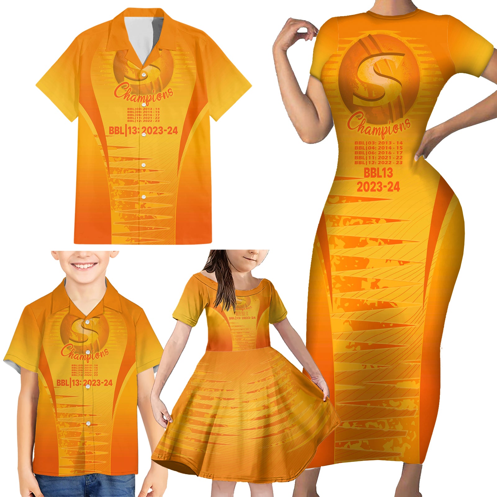 fire-up-scorchers-custom-family-matching-short-sleeve-bodycon-dress-and-hawaiian-shirt-the-sixth-time-champions