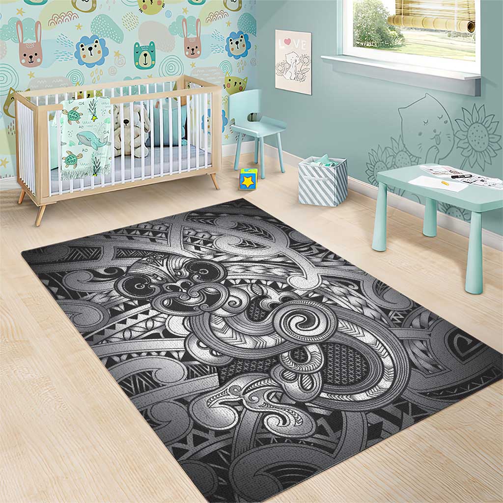 Aotearoa Maori Hei Tiki Area Rug Kiwikiwi Kowhaiwhai Puhoro Motif
