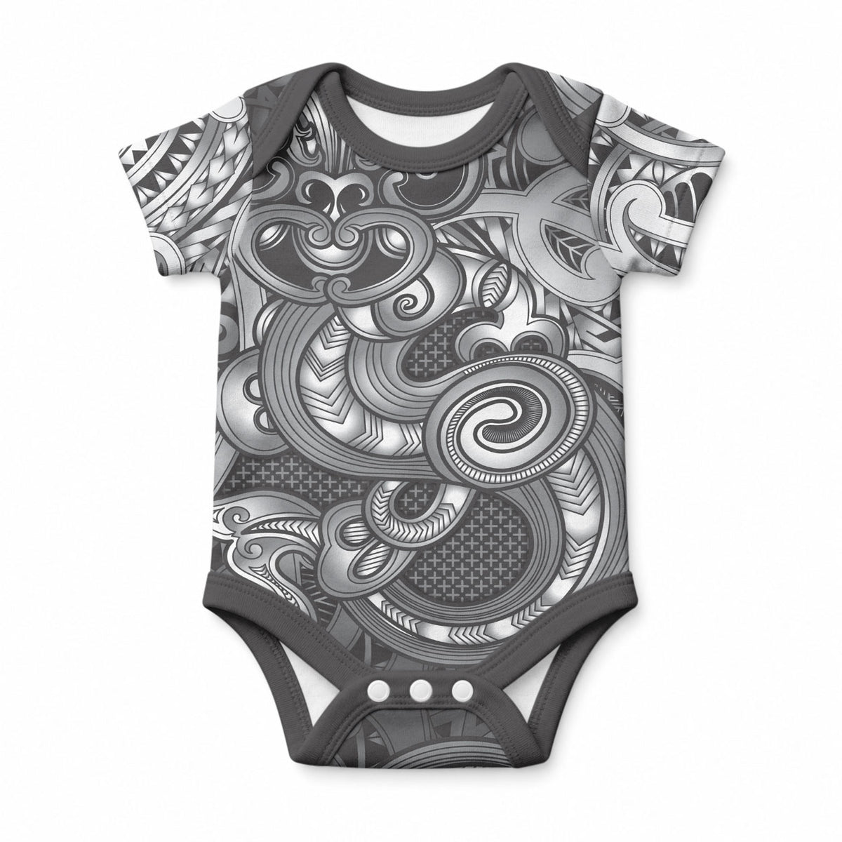 Aotearoa Maori Hei Tiki Baby Onesie Kiwikiwi Kowhaiwhai Puhoro Motif