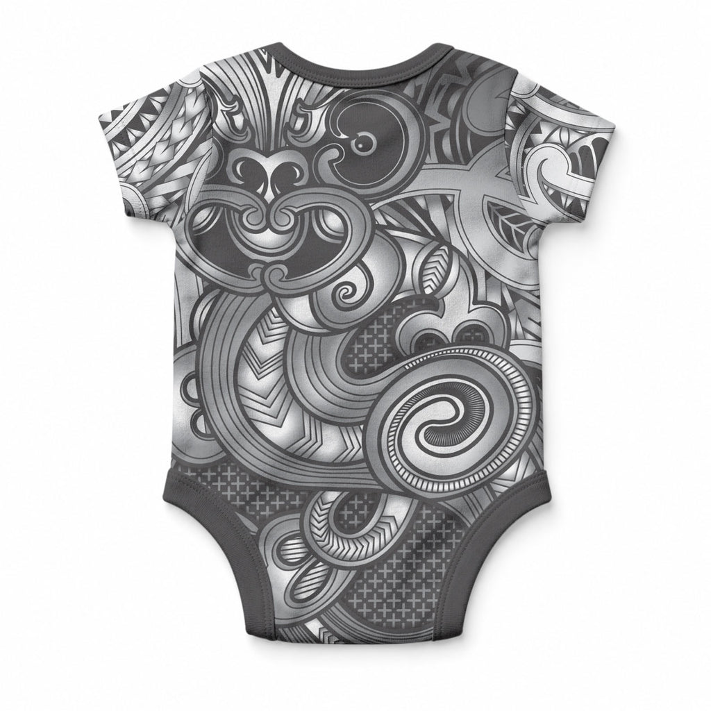 Aotearoa Maori Hei Tiki Baby Onesie Kiwikiwi Kowhaiwhai Puhoro Motif