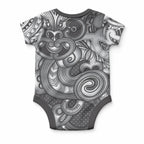 Aotearoa Maori Hei Tiki Baby Onesie Kiwikiwi Kowhaiwhai Puhoro Motif