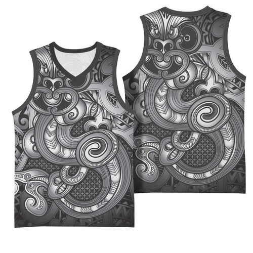 Aotearoa Maori Hei Tiki Basketball Jersey Kiwikiwi Kowhaiwhai Puhoro Motif