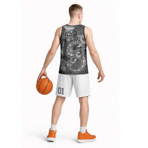 Aotearoa Maori Hei Tiki Basketball Jersey Kiwikiwi Kowhaiwhai Puhoro Motif