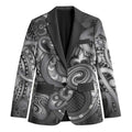 Aotearoa Maori Hei Tiki Blazer Kiwikiwi Kowhaiwhai Puhoro Motif