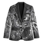 Aotearoa Maori Hei Tiki Blazer Kiwikiwi Kowhaiwhai Puhoro Motif