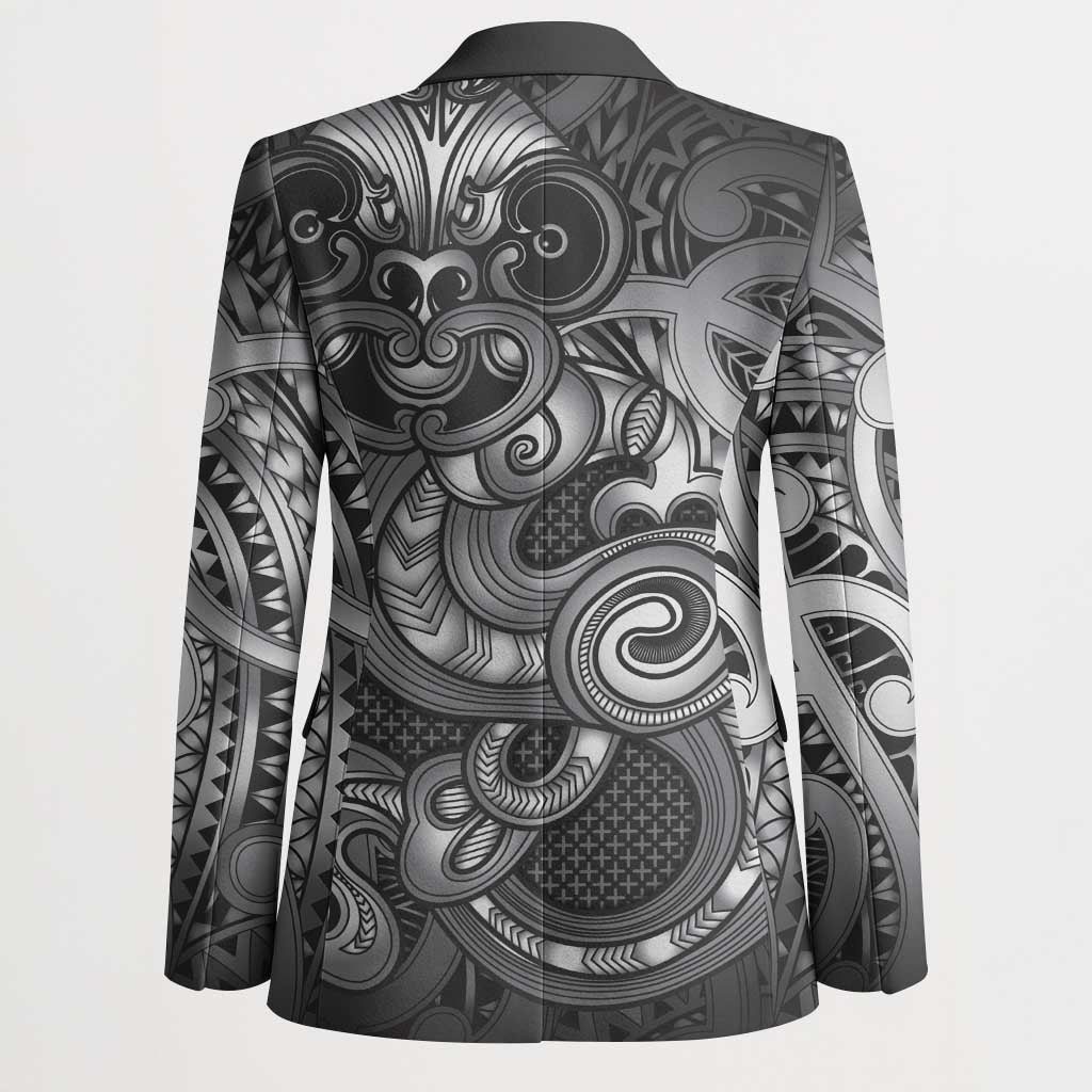 Aotearoa Maori Hei Tiki Blazer Kiwikiwi Kowhaiwhai Puhoro Motif