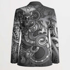 Aotearoa Maori Hei Tiki Blazer Kiwikiwi Kowhaiwhai Puhoro Motif