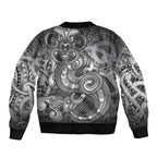 Aotearoa Maori Hei Tiki Bomber Jacket Kiwikiwi Kowhaiwhai Puhoro Motif